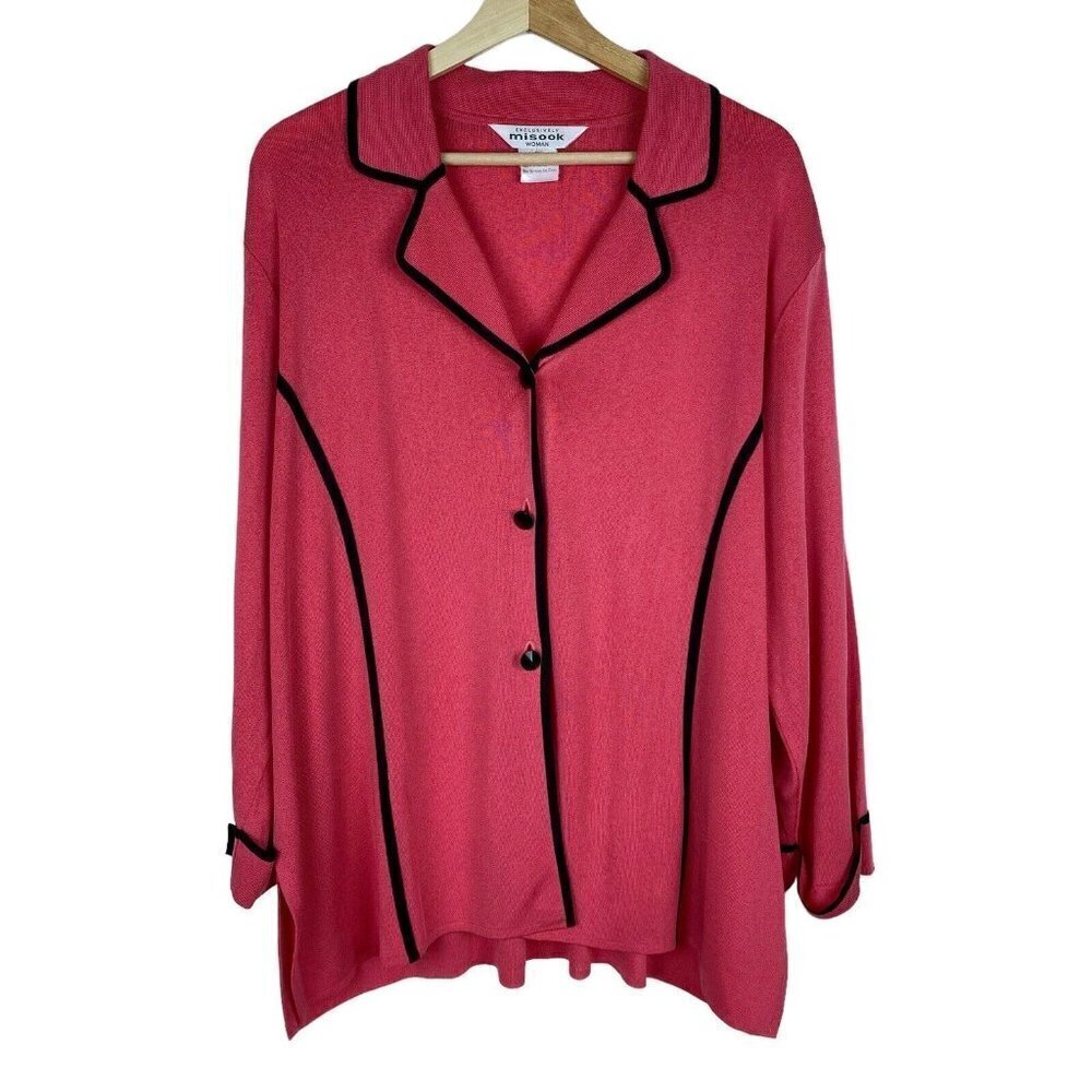 Exclusively Misook Jacket Pink Collared Faceted B… - image 1